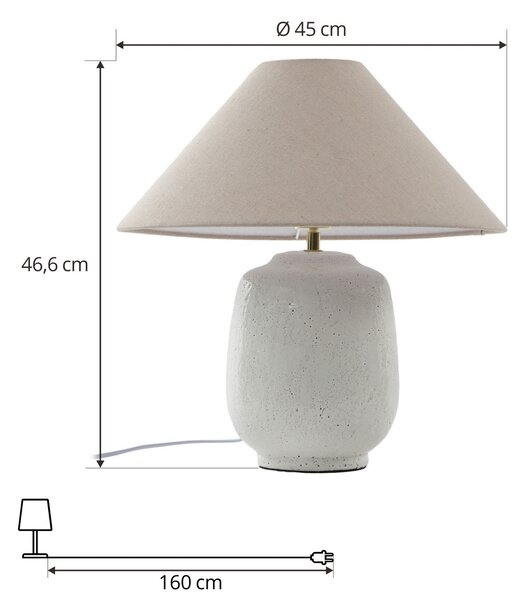 Lucande Επιτραπέζιο φωτιστικό Thalorin, ύψος 47 cm, λευκό, κεραμικό, Λευκό, Σαλόνι / τραπεζαρία, Κεραμικό υλικό, Σκανδιναβικό