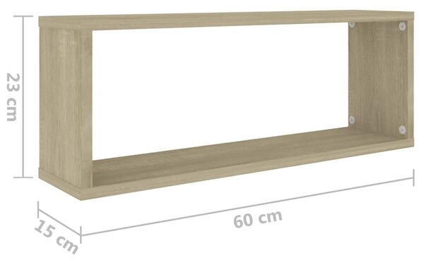 Ράφια Κύβοι Τοίχου 4 τεμ. Sonoma Δρυς 60x15x23 εκ. Επεξ. Ξύλο - Καφέ