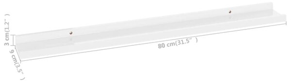 Ράφια Τοίχου 4 τεμ. Γυαλιστερό Λευκό 80 x 9 x 3 εκ. - Λευκό