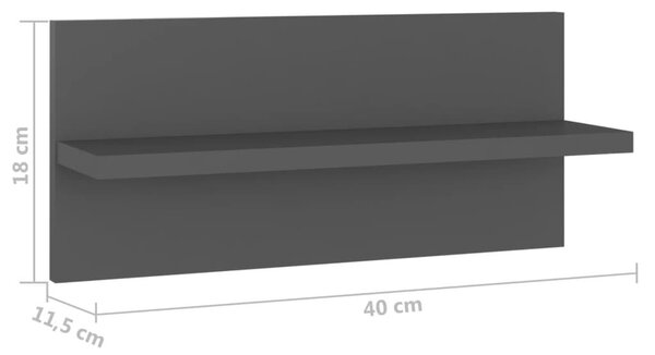 Ραφιέρες Τοίχου 4 τεμ. Γκρι 40 x 11,5 x 18 εκ. από Μοριοσανίδα - Γκρι