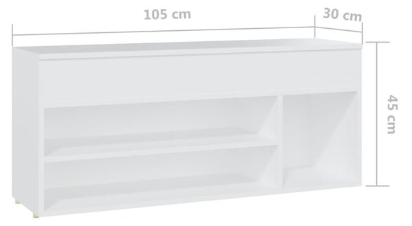 Παπουτσοθήκη Λευκή 105 x 30 x 45 εκ. από Μοριοσανίδα - Λευκό