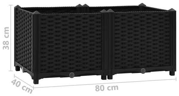 Ζαρντινιέρα 80 x 40 x 38 εκ. από Πολυπροπυλένιο - Μαύρο