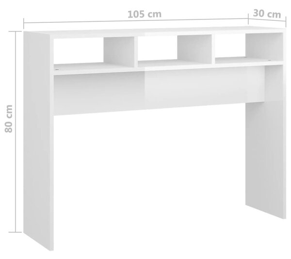 Τραπεζάκι Κονσόλα Γυαλιστερό Λευκό 105 x 30 x 80 εκ Επεξ. Ξύλο - Λευκό