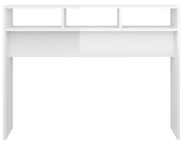 Τραπεζάκι Κονσόλα Γυαλιστερό Λευκό 105 x 30 x 80 εκ Επεξ. Ξύλο - Λευκό
