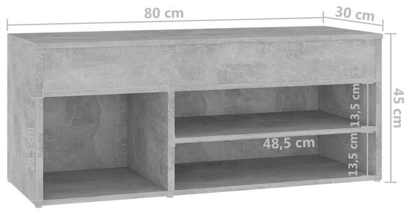 Παπουτσοθήκη Γκρι Σκυροδέματος 80 x 30 x 45 εκ. από Μοριοσανίδα - Γκρι