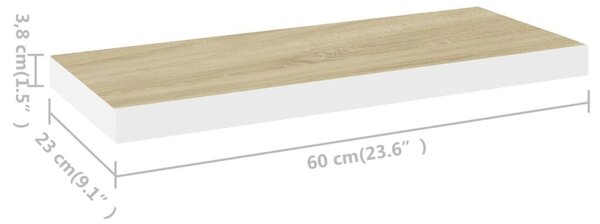 Ράφι Τοίχου Δρυς/Άσπρο 60x23,5x3,8 εκ. MDF - Καφέ