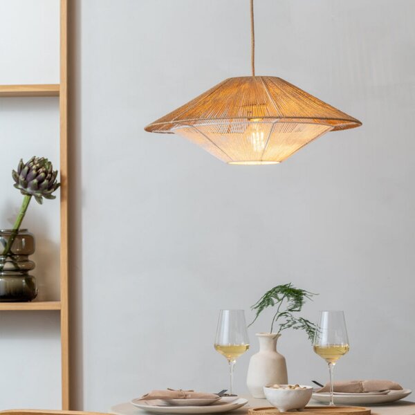 Good & Mojo GOOD MOJO Κρεμαστό φωτιστικό Lumbini, Ø50 cm, φυσικό, χάρτινο σχοινί, Καφέ / Σκουριάς, Σαλόνι / τραπεζαρία, Χαρτί / χαρτόνι, Σκανδιναβικό