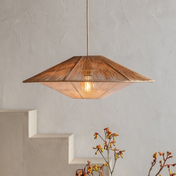 Good & Mojo GOOD MOJO Κρεμαστό φωτιστικό Lumbini, Ø60 cm, φυσικό, χάρτινο σχοινί, Καφέ / Σκουριάς, Σαλόνι / τραπεζαρία, Χαρτί / χαρτόνι, Σκανδιναβικό