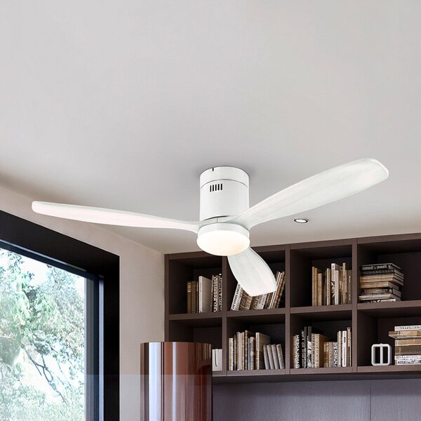 Schuller Valencia Ανεμιστήρας οροφής LED Siroco, λευκός, Ø 132 cm, αθόρυβος, CCT, ρυθμιζόμενος, Λευκό, Σαλόνι / τραπεζαρία, Ξύλο, σύγχρονο