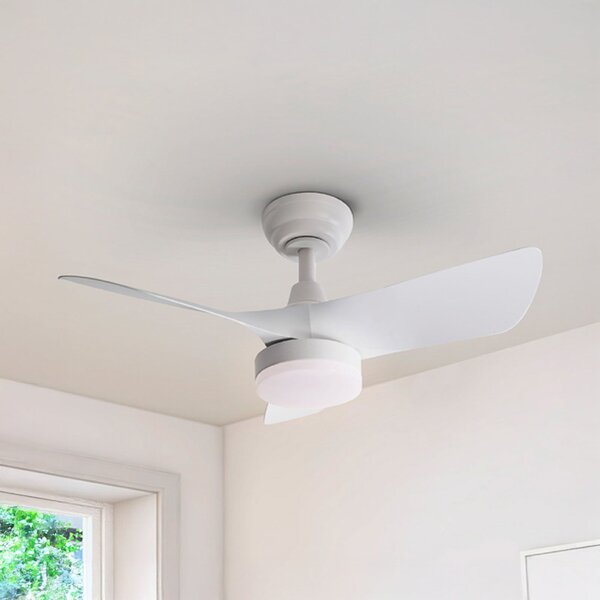 Schuller Valencia Ανεμιστήρας οροφής LED Tropic, λευκός, Ø 76 cm, αθόρυβος, CCT, ρυθμιζόμενος, Λευκό, Σαλόνι / τραπεζαρία, Πλαστικό, σύγχρονο