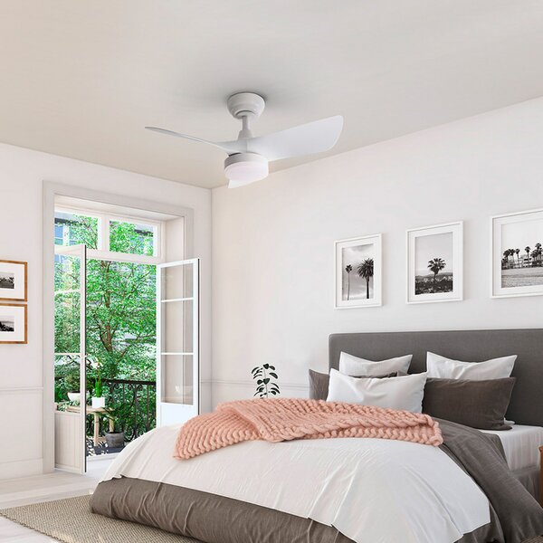 Schuller Valencia Ανεμιστήρας οροφής LED Tropic, λευκός, Ø 76 cm, αθόρυβος, CCT, ρυθμιζόμενος, Λευκό, Σαλόνι / τραπεζαρία, Πλαστικό, σύγχρονο