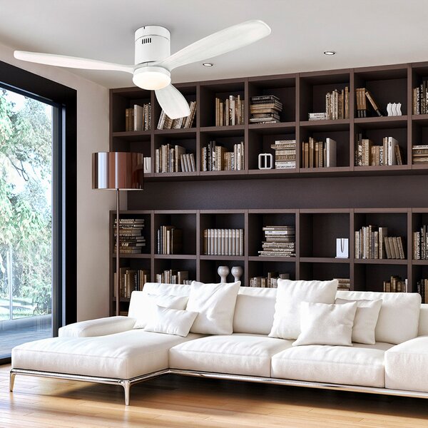 Schuller Valencia Ανεμιστήρας οροφής LED Siroco, λευκός, Ø 132 cm, αθόρυβος, CCT, ρυθμιζόμενος, Λευκό, Σαλόνι / τραπεζαρία, Ξύλο, σύγχρονο