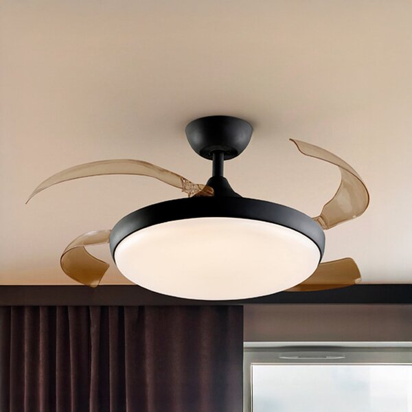 Schuller Valencia Ανεμιστήρας οροφής LED Venturi μαύρος/καπνός DC Ø 106 cm αθόρυβος, ρυθμιζόμενος, Γκρι, Σαλόνι / τραπεζαρία, Πλαστικό, σύγχρονο