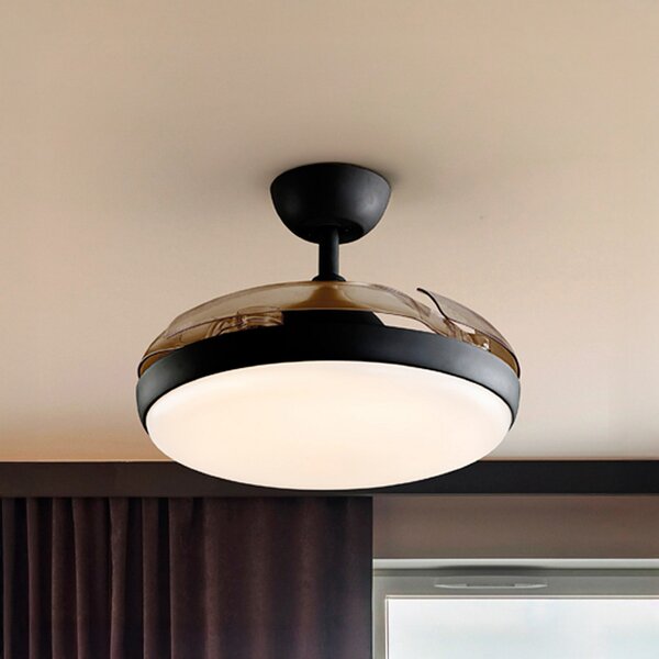 Schuller Valencia Ανεμιστήρας οροφής LED Venturi μαύρος/καπνός DC Ø 106 cm αθόρυβος, ρυθμιζόμενος, Γκρι, Σαλόνι / τραπεζαρία, Πλαστικό, σύγχρονο