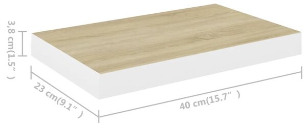 Ράφια Τοίχου 2 τεμ. Δρυς/Άσπρο 40x23x3,8 εκ. MDF - Καφέ