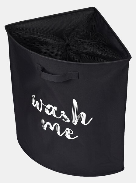 Sinsay - Καλάθι ρούχων με επιγραφή WASH TIME - μαυρο