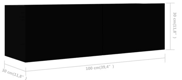 Έπιπλα Τηλεόρασης 4 τεμ. Μαύρα 100 x 30 x 30 εκ. Επεξ. Ξύλο - Μαύρο