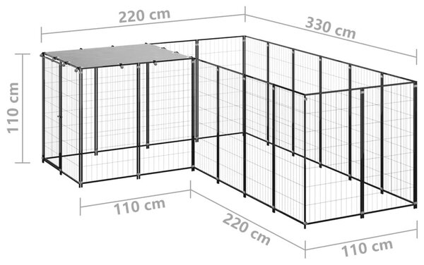 Σπιτάκι Σκύλου Μαύρο 4,84 μ² Ατσάλινο - Μαύρο