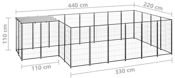 Σπιτάκι Σκύλου Μαύρο 8,47 m² Ατσάλινο - Μαύρο