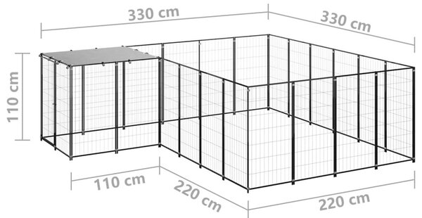 Σπιτάκι Σκύλου Μαύρο 8,47 μ² Ατσάλινο - Μαύρο