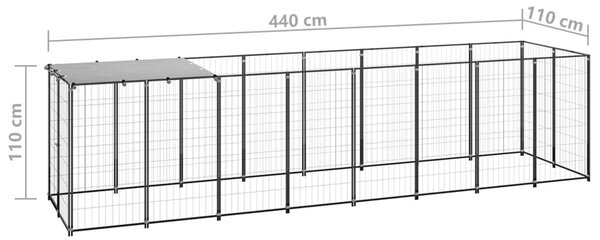 Σπιτάκι Σκύλου Μαύρο 4,84 m² Ατσάλινο - Μαύρο