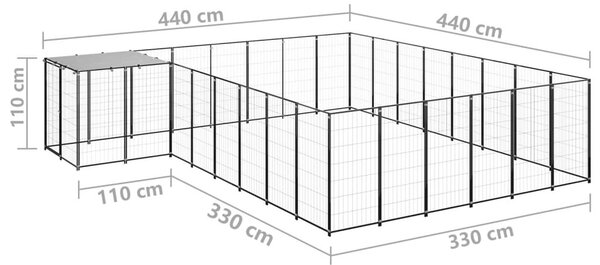 Σπιτάκι Σκύλου Μαύρο 15,73 μ² Ατσάλινο - Μαύρο