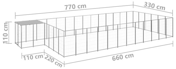 Σπιτάκι Σκύλου Ασημί 22,99 μ² Ατσάλινο - Ασήμι