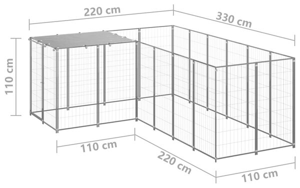 Σπιτάκι Σκύλου Ασημί 4,84 μ² Ατσάλινο - Ασήμι