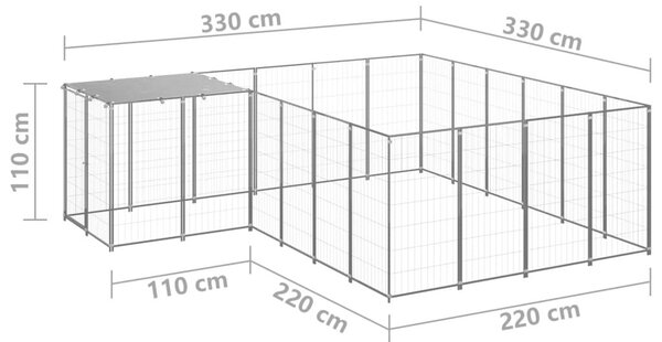 Σπιτάκι Σκύλου Ασημί 8,47 μ² Ατσάλινο - Ασήμι