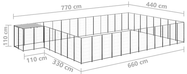 Σπιτάκι Σκύλου Μαύρο 30,25 μ² Ατσάλινο - Μαύρο