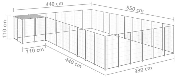 Σπιτάκι Σκύλου Ασημί 19,36 μ² Ατσάλινο - Ασήμι