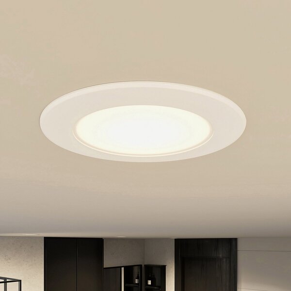 PRIOS Φωτιστικό εσοχής LED Prios Rida, σετ 10 τεμαχίων, λευκό, 12 cm, CCT, IP44, ρυθμιζόμενος, Λευκό, Μπάνιο, Αλουμίνιο, σύγχρονο, Φωτιστικά εσοχής στρογγυλά