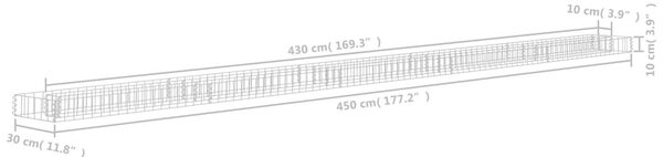 Συρματοκιβώτιο-Γλάστρα Υπερυψωμένη 450x30x10 εκ. Γαλβ. Χάλυβας - Ασήμι