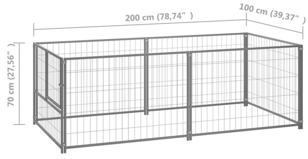 Σπιτάκι Σκύλου Ασημί 200 x 100 x 70 εκ. Ατσάλινο - Ασήμι