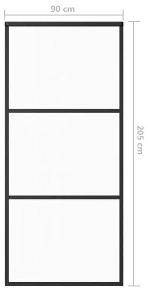 Πόρτα Συρόμενη Μαύρη 90 x 205 εκ. από Γυαλί ESG / Αλουμίνιο - Μαύρο