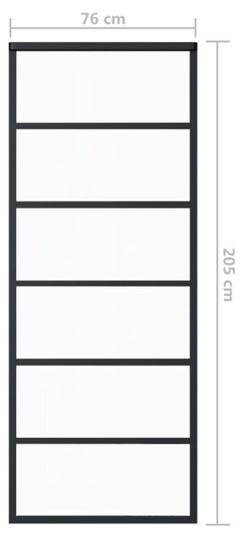 Πόρτα Συρόμενη Μαύρη 76 x 205 εκ. από Γυαλί ESG / Αλουμίνιο - Μαύρο