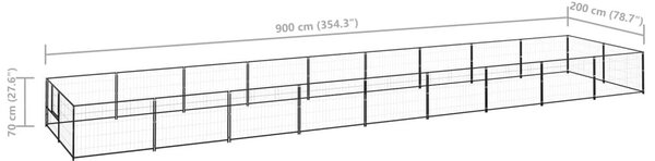 Σπιτάκι Σκύλου Μαύρο 18 μ² Ατσάλινο - Μαύρο