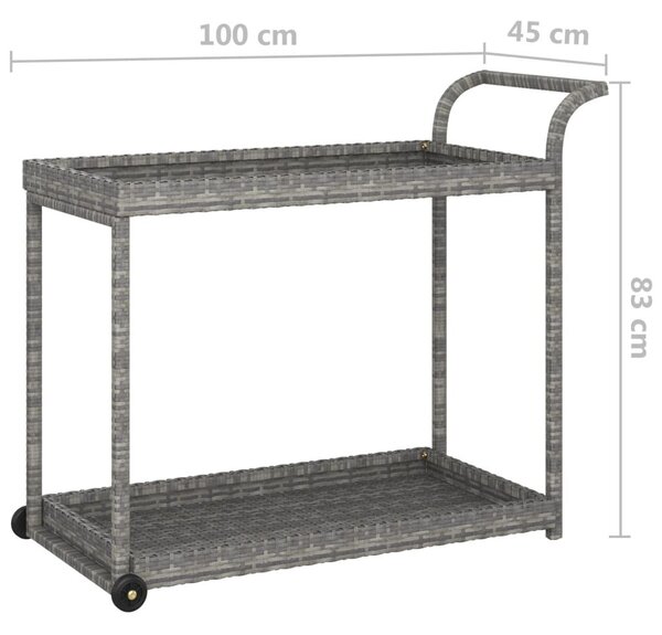 Τρόλεϊ Μεταφοράς Γκρι 100 x 45 x 83 εκ. από Συνθετικό Ρατάν - Γκρι