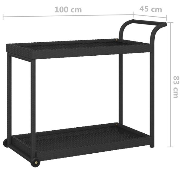 Τρόλεϊ Μεταφοράς Μαύρο 100 x 45 x 83 εκ. από Συνθετικό Ρατάν - Μαύρο