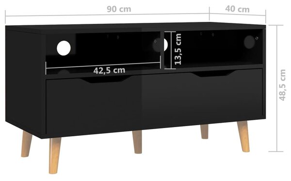 Έπιπλο Τηλεόρασης Γυαλ. Μαύρο 90x40x48,5 εκ. Μοριοσανίδα - Μαύρο