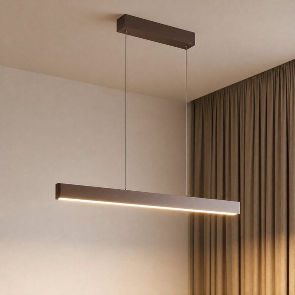 Lucande Smart LED κρεμαστό φωτιστικό Mylosh, καφέ, CCT, Tuya, ρυθμιζόμενος, Καφέ / Σκουριάς, Σαλόνι / τραπεζαρία, Αλουμίνιο, σύγχρονο