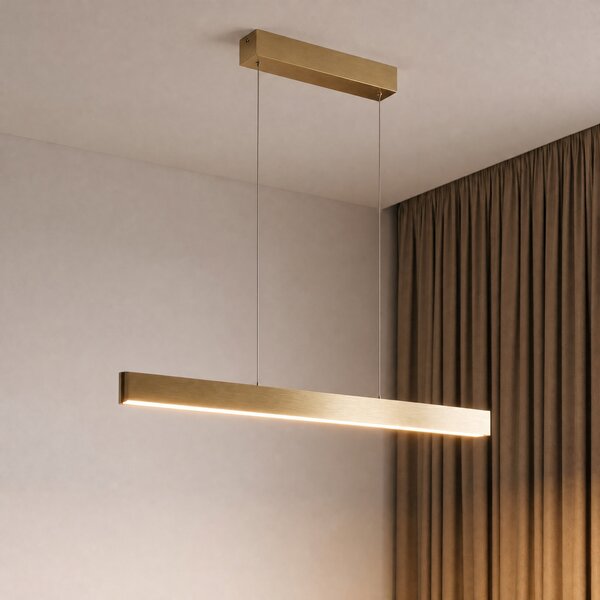 Lucande Smart LED κρεμαστό φωτιστικό Mylosh, χρυσό, CCT, Tuya, ρυθμιζόμενος, Χρυσό / Ορείχαλκου, Σαλόνι / τραπεζαρία, Αλουμίνιο, σύγχρονο