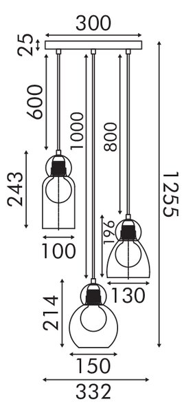 Φωτιστικό Οροφής Τρίφωτο Aca Juliette LT38233PCB Cognac/Brass