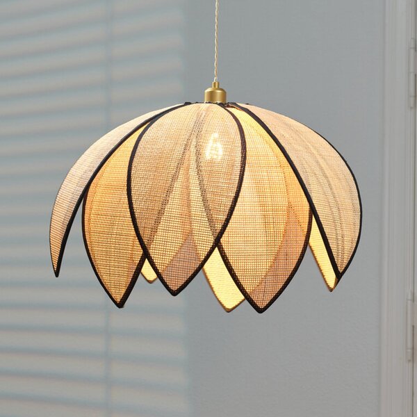 OSRAM Κρεμαστή λάμπα Decor Rattan Lotus, Ø 67 cm, μπεζ, E27, ρυθμιζόμενος, Μπεζ, Σαλόνι / τραπεζαρία, Ξύλο, Μεσογειακός