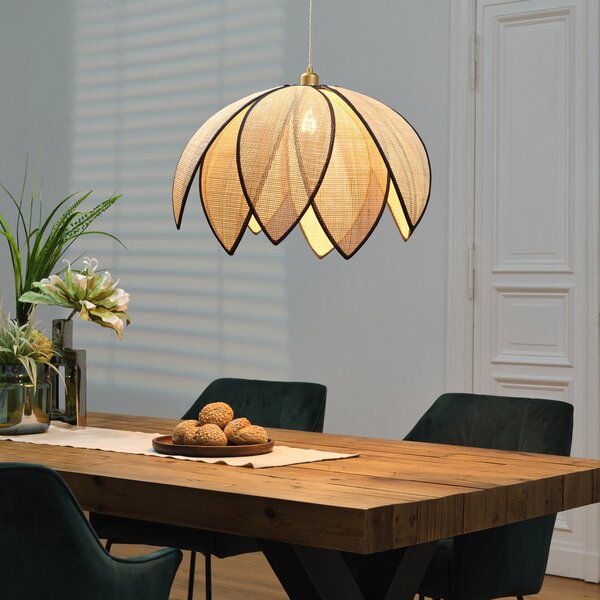OSRAM Κρεμαστή λάμπα Decor Rattan Lotus, Ø 67 cm, μπεζ, E27, ρυθμιζόμενος, Μπεζ, Σαλόνι / τραπεζαρία, Ξύλο, Μεσογειακός