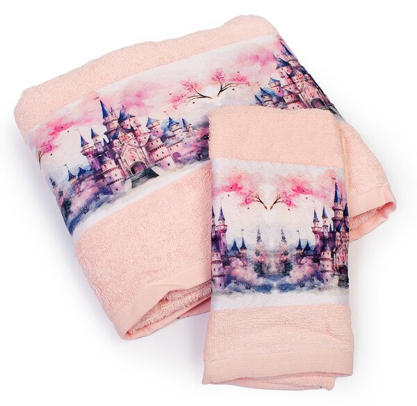 Παιδικές Πετσέτες (Σετ 2τμχ) Dimcol Fairytale Castle 325 Pink