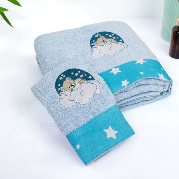 Παιδικές Πετσέτες (Σετ 2τμχ) Dimcol Cloudy Bear 175 Sky Blue