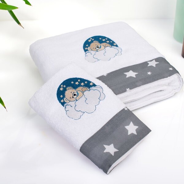 Παιδικές Πετσέτες (Σετ 2τμχ) Dimcol Cloudy Bear 176 White-Grey