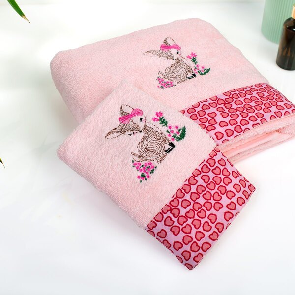 Παιδικές Πετσέτες (Σετ 2τμχ) Dimcol Deer 196 Pink