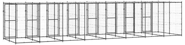 Κλουβί Σκύλου Εξωτ. Χώρου με Στέγαστρο 19,36 μ² από Ατσάλι - Μαύρο